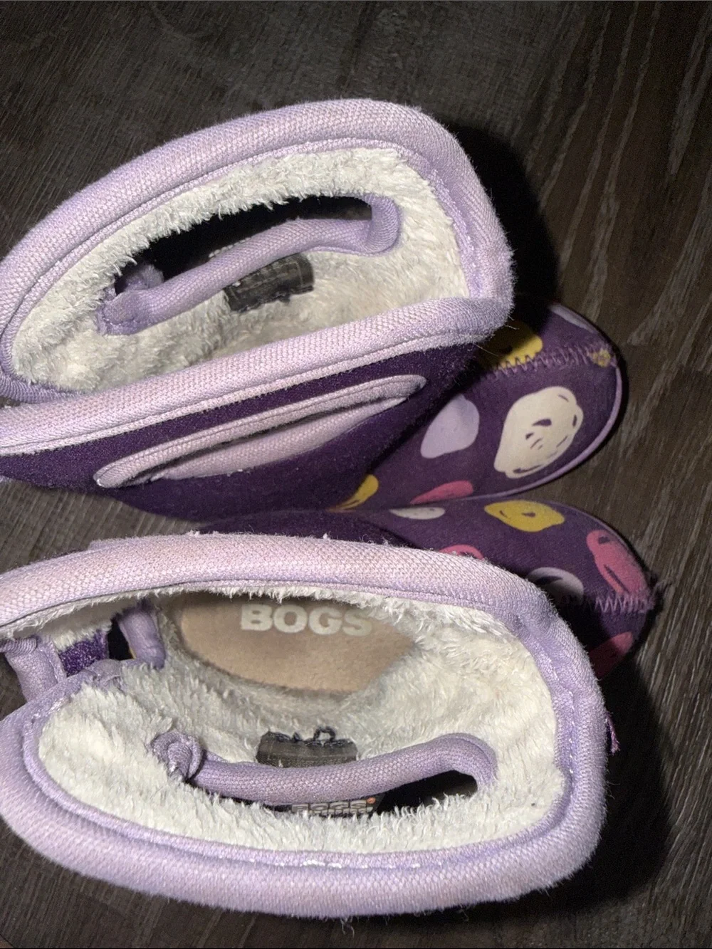 Kids Bogs Purple Sketched Waterproof Insulated Boots Colorful Dot Print sz 5